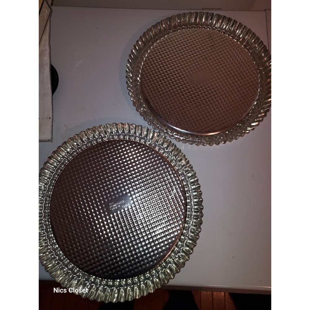 The Pampered Chef Chile Flan Pan Set 2 Metal Tart Pie Quiche 10 Inch Bakeware